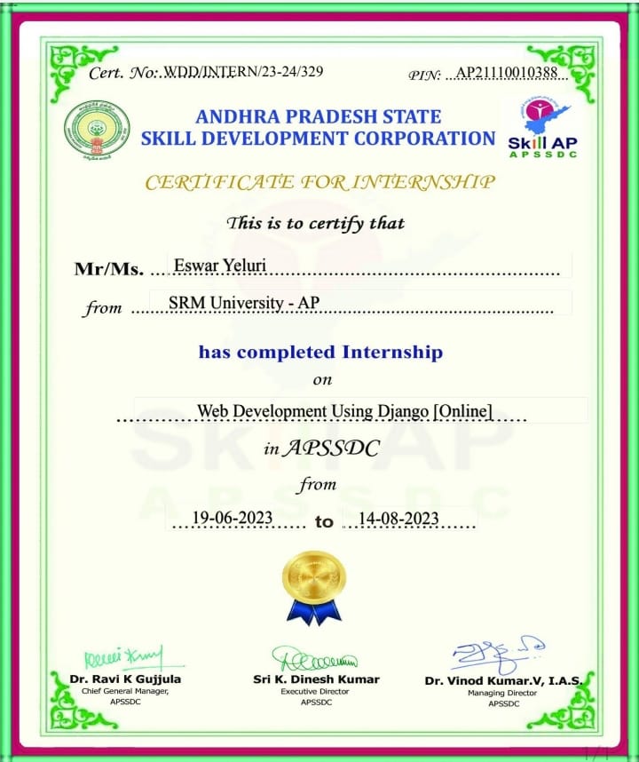 APSSDC Internship