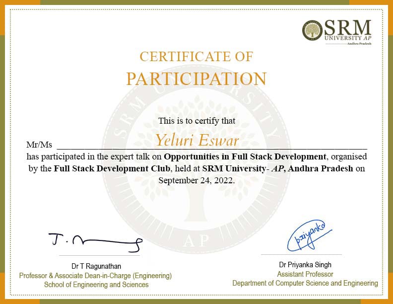 Experttalk Participation Certificate
